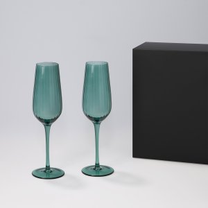 Подарочный набор 2 бокала для шампанского Capri в черной коробке