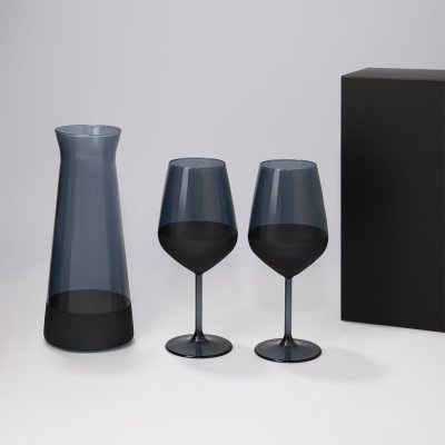 Подарочный набор декантер + 2 бокала для вина Black Edition в черной коробке