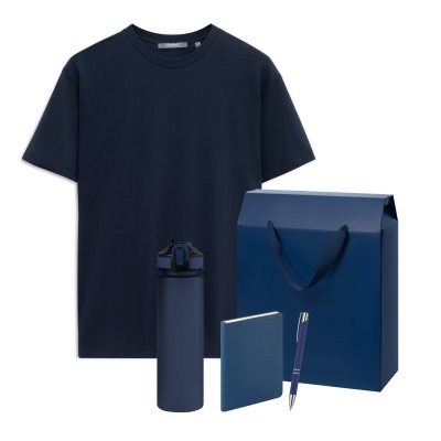 Набор с одеждой KRIS (футболка, термокружка, блокнот, ручка), черный, L