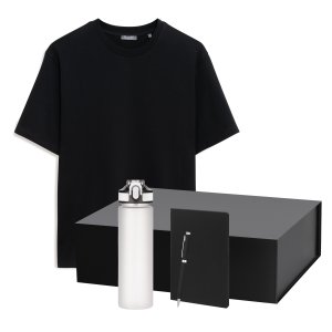 Набор с одеждой RUST (футболка, бутылка, ежедневник, ручка), черный, M