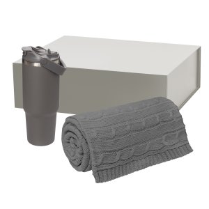 Подарочный набор Montana, серый (плед, термокружка) Подарочный набор Montana, серый (плед, термокружка)