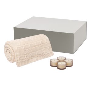 Подарочный набор Sento, Fado, бежевый (свеча, плед) Подарочный набор Sento, Fado, бежевый (свеча, плед)