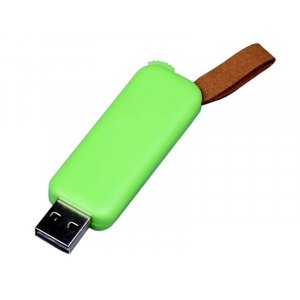 USB 2.0- флешка промо на 8 Гб прямоугольной формы, выдвижной механизм, зеленый