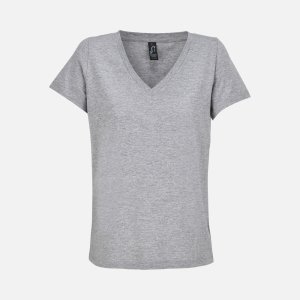 Футболка женская Regent Women с V-образным вырезом, серый меланж