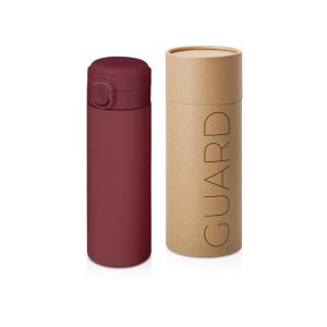 Вакуумная термокружка Waterline c кнопкой Guard, 400 мл, тубус, бургунди