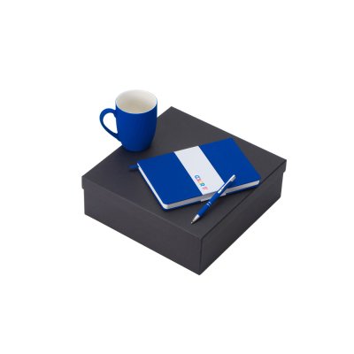 Подарочный набор с блокнотом С2, металлической ручкой и кружкой, синий