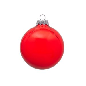 Стеклянный елочный шар Frozi, красный прозрачный, с серебристым колпачком