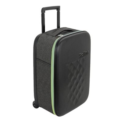 Чемодан складной Rollink Earth 55x40x20 см, 2 колеса, черный/зеленый