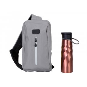 Подарочный набор с бутылкой для воды в сумке - слинге 
Athletic nomad, красный