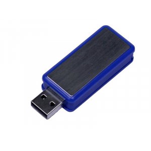 USB 2.0- флешка промо на 8 Гб прямоугольной формы, выдвижной механизм, синий