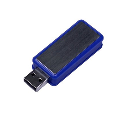 USB 2.0- флешка промо на 8 Гб прямоугольной формы, выдвижной механизм, синий