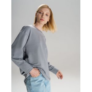 Футболка оверсайз с двойным рукавом Kosmos, светло-серая Футболка оверсайз с двойным рукавом Kosmos, светло-серая