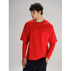 Футболка оверсайз с двойным рукавом Kosmos, красная Футболка оверсайз с двойным рукавом Kosmos, красная