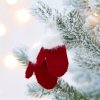 Подвеска на елку «Вьюжка», варежки, красная