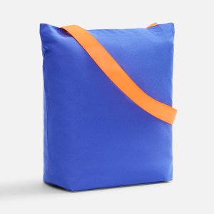 Шопер B5, синий с широкими оранжевыми ручками