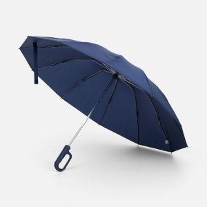 Зонт обратного сложения inLoop с ручкой-карабином, темно-синий Зонт обратного сложения inLoop с ручкой-карабином, темно-синий