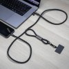 Шнурок-держатель для телефона с зарядным кабелем USB-C на USB-C/Lightning Lany Eco Charge, серый