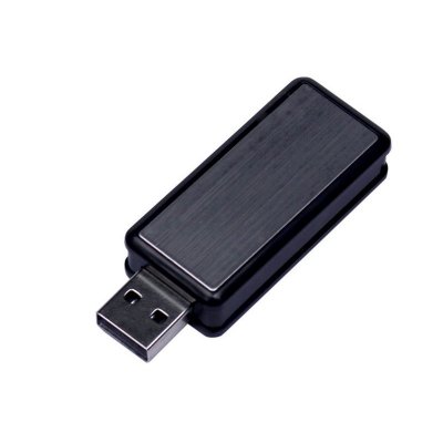 USB 3.0- флешка промо на 32 Гб прямоугольной формы, выдвижной механизм, черный