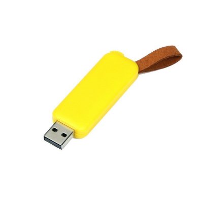 USB 3.0- флешка промо на 32 Гб прямоугольной формы, выдвижной механизм, желтый