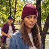 Шапка NELSON в рубчик с отворотом,100%органический хлопок, бордовый
