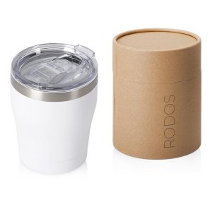 Вакуумная термокружка c керамическим покрытием Rodos, непротекаемая крышка, 350 мл, белый