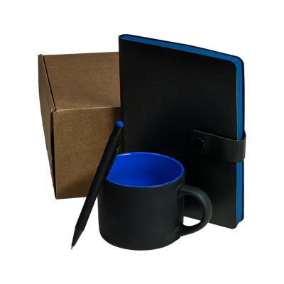 Набор подарочный DYNAMIC: кружка, ежедневник, ручка,стружка, коробка, черный/синий