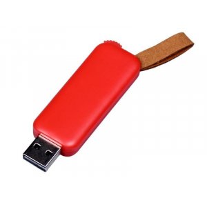 USB 2.0- флешка промо на 8 Гб прямоугольной формы, выдвижной механизм, красный