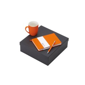 Подарочный набор с блокнотом С2, металлической ручкой и кружкой, оранжевый
