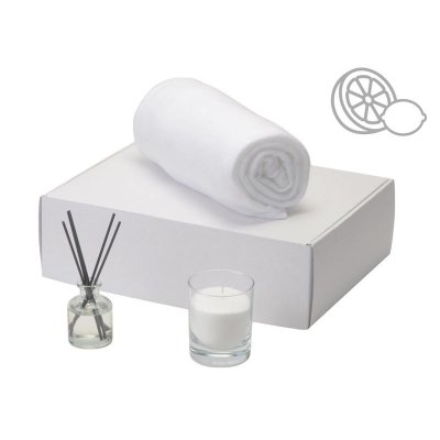 Подарочный набор White light 2.0 с пледом, диффузором, насыпной свечой