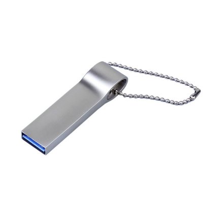 USB 2.0-флешка на 64 Гб с мини чипом и боковым отверстием для цепочки, серебристый