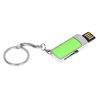 USB 2.0- флешка на 16 Гб с выдвижным механизмом и мини чипом, серебристый/зеленый