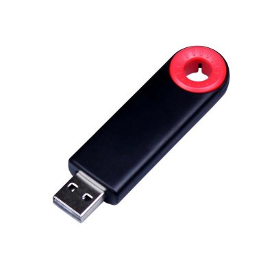 USB 3.0- флешка промо на 32 Гб прямоугольной формы, выдвижной механизм, черный/красный