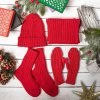 Набор подарочный НАСВЯЗИ©: шапка, шарф,варежки, носки, красный
