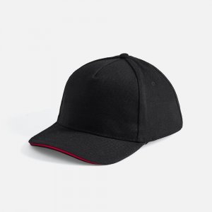 Бейсболка Long Beach, черная с красным Бейсболка Long Beach, черная с красным