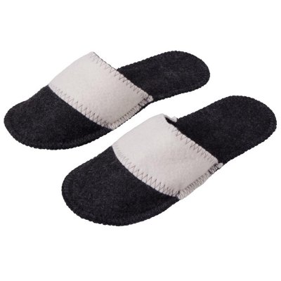 Тапочки белые/серые с отворотом без вышивки