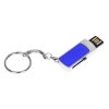 USB 2.0- флешка на 16 Гб с выдвижным механизмом и мини чипом, серебристый/темно-синий