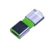 USB 2.0- флешка промо на 64 Гб прямоугольной формы, выдвижной механизм, зеленый