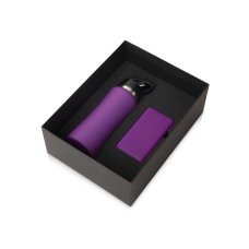 Подарочный набор с бутылкой для воды и повербанком С2, 10000 mAh, фиолетовый