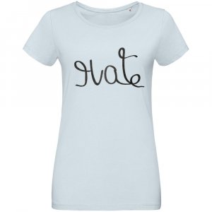 Футболка женская Hate-Love, голубая Футболка женская Hate-Love, голубая