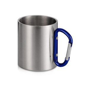 Стальная кружка Elbrus с двойными стенками и ручкой-карабином, 300 мл (глянцевая), синий Стальная кружка Elbrus с двойными стенками и ручкой-карабином, 300 мл (глянцевая), синий