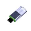 USB 2.0- флешка промо на 64 Гб прямоугольной формы, выдвижной механизм, зеленый