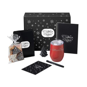 Подарочный набор c термокружкой, блокнотом, ручкой и свечкой, красный
