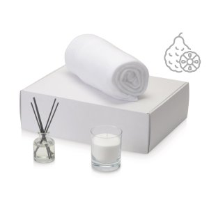 Подарочный набор White light 2.0 с пледом, диффузором, насыпной свечой