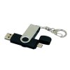 USB 2.0- флешка на 64 Гб с поворотным механизмом и дополнительным разъемом Micro USB, черный/серебристый