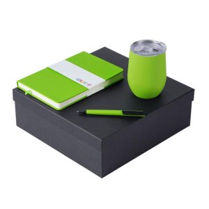 Подарочный набор c блокнотом C2, ручкой и термокружкой, зеленое яблоко Подарочный набор c блокнотом C2, ручкой и термокружкой, зеленое яблоко