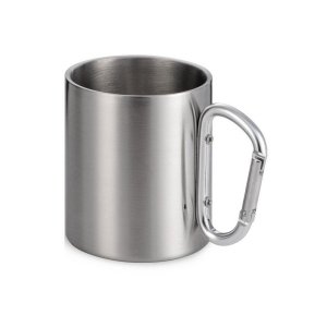 Стальная кружка Elbrus с двойными стенками и ручкой-карабином, 300 мл (глянц), серебристый Стальная кружка Elbrus с двойными стенками и ручкой-карабином, 300 мл (глянц), серебристый