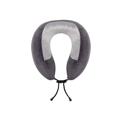 Подушка TORBER, дорожная, с эффектом памяти, тёмно-серая, полиэстер+спандекс