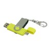 USB 2.0- флешка на 32 Гб с поворотным механизмом и дополнительным разъемом Micro USB, желтый/серебристый