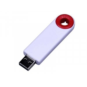 USB 3.0- флешка промо на 128 Гб прямоугольной формы, выдвижной механизм, белый/красный