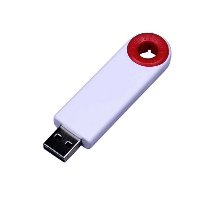 USB 3.0- флешка промо на 128 Гб прямоугольной формы, выдвижной механизм, белый/красный